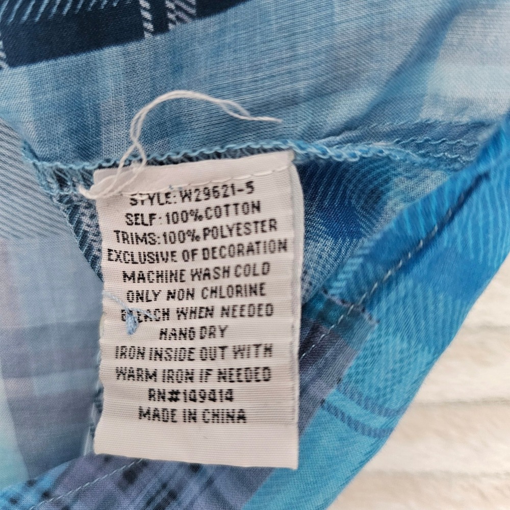 Johnny Was Blue Embroidered Button-Down Shirt - Picture 7 of 13